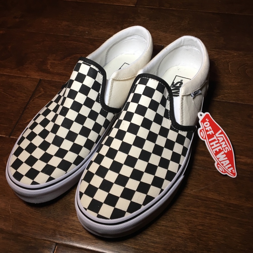 Brand new checkered slip-on vans